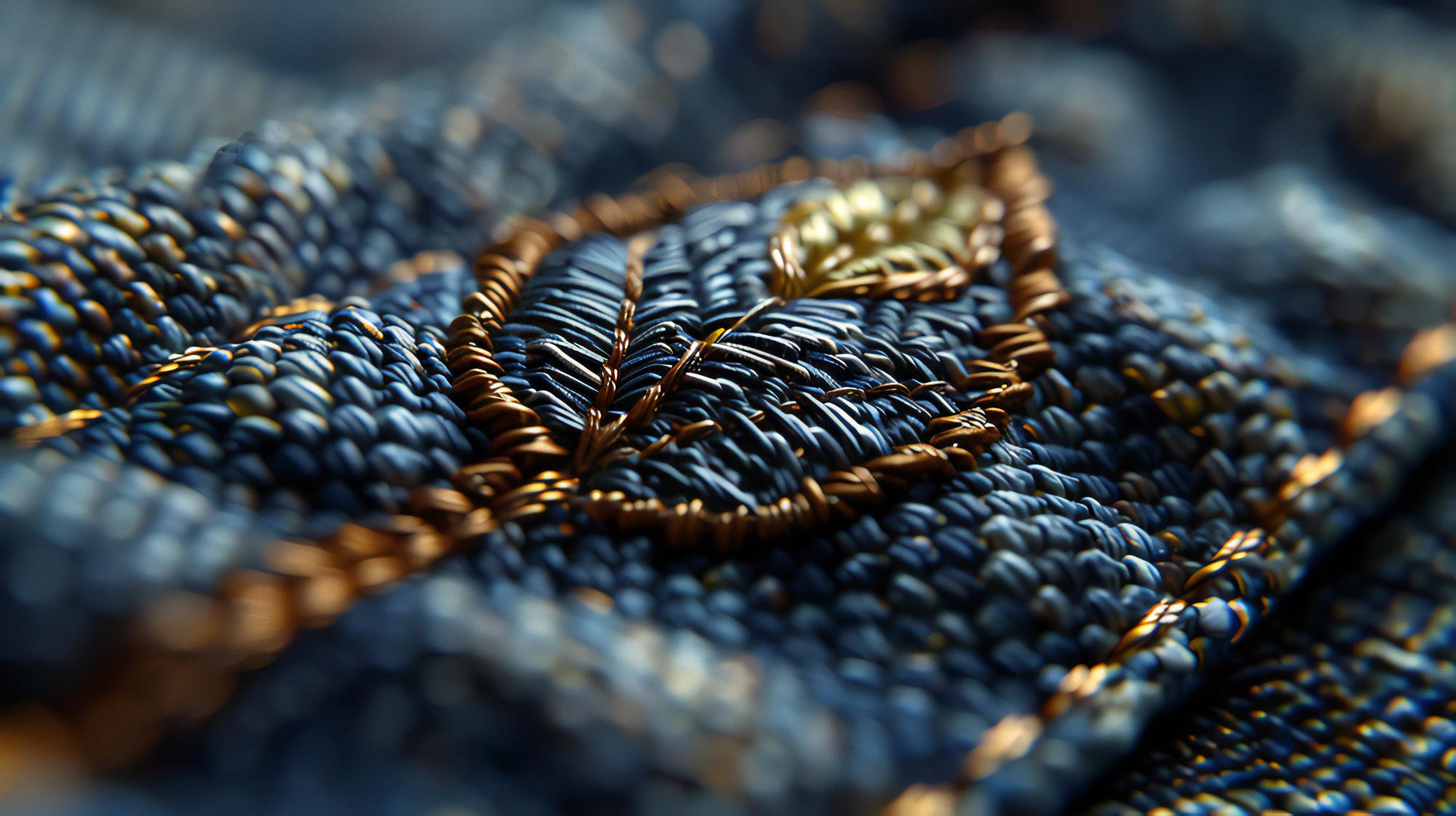 Detailed satin stitch on dark cloth